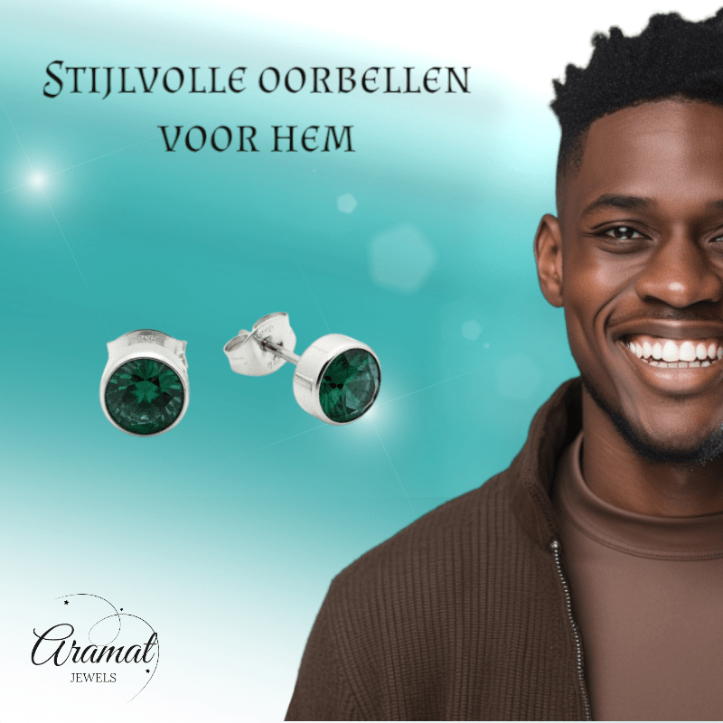 Groene Zirkonia Oorbellen RVS - Aramat Jewels - Oorbellen - cadeautip