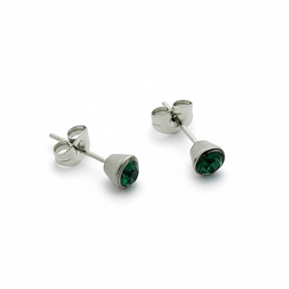 Boucles d'oreilles en acier cristal vert
