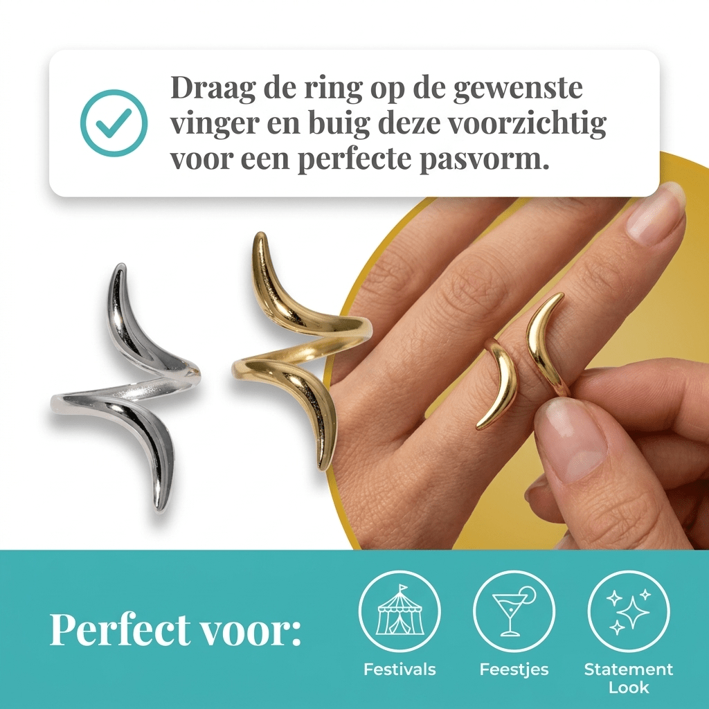 Grote Brede One Size Ring RVS met Lijnen Design (32 mm) - Aramat Jewels - Ringen - cadeautip
