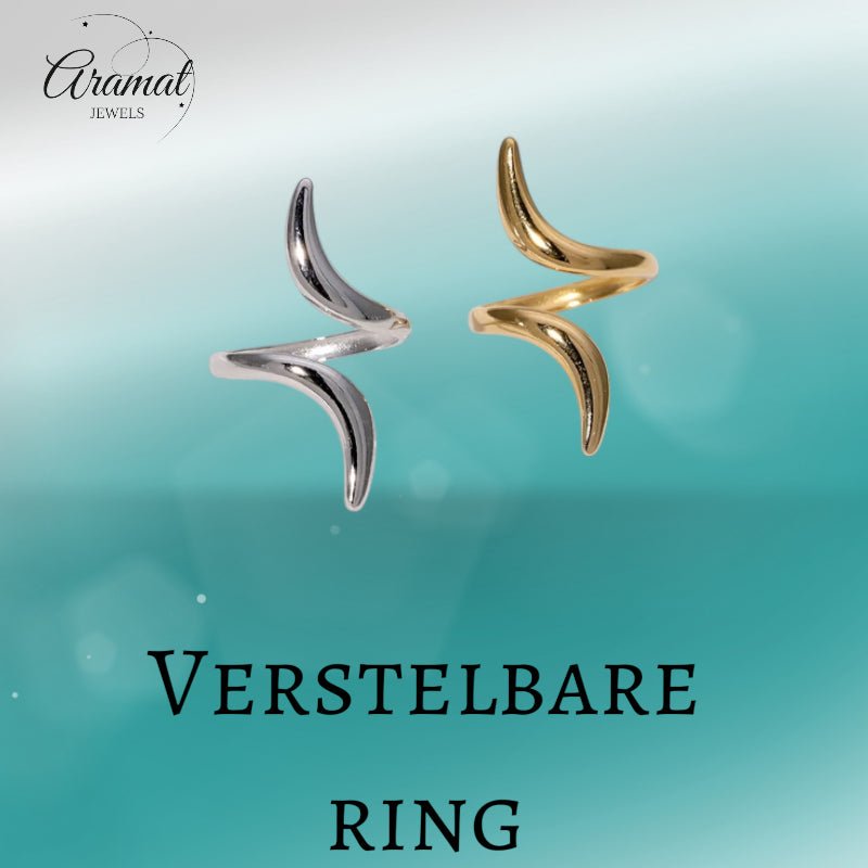 Grote Brede One Size Ring RVS met Lijnen Design (32 mm) - Aramat Jewels - Ringen - cadeautip