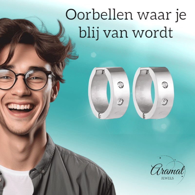 Grote Huggie Oorringen Kristal 20mm - Aramat Jewels - Oorringen - cadeautip