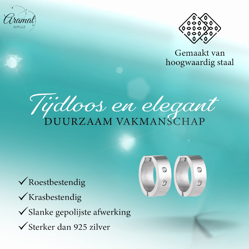 Grote Huggie Oorringen Kristal 20mm - Aramat Jewels - Oorringen - cadeautip