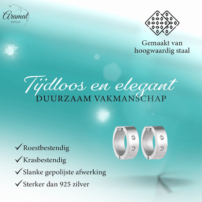 Grote Huggie Oorringen Kristal 20mm - Aramat Jewels - Oorringen - cadeautip