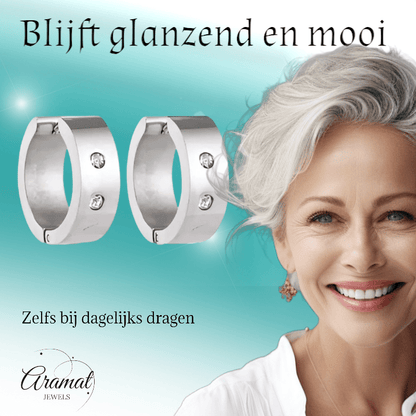 Grote Huggie Oorringen Kristal 20mm - Aramat Jewels - Oorringen - cadeautip