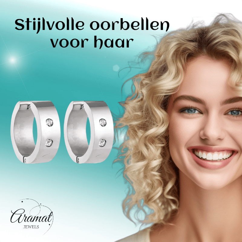 Grote Huggie Oorringen Kristal 20mm - Aramat Jewels - Oorringen - cadeautip