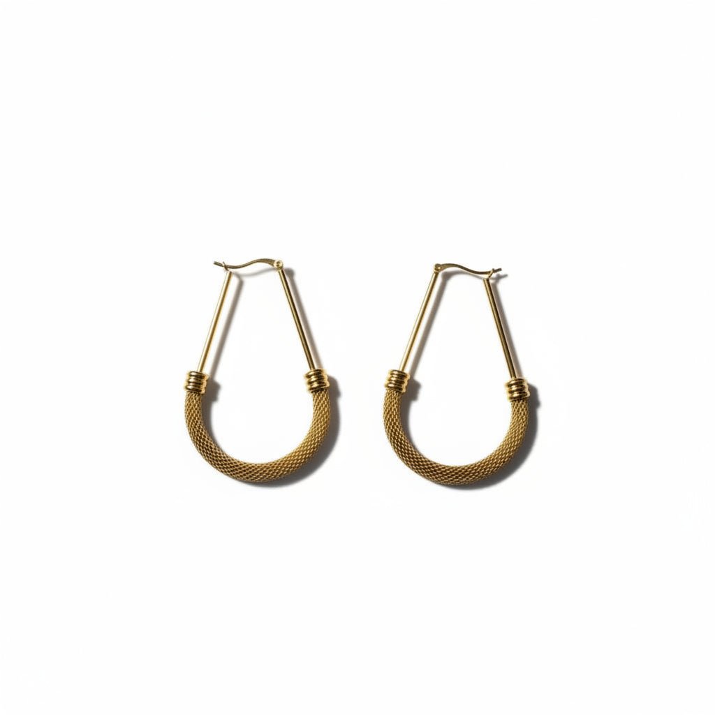 Grote Ovale Oorringen Goudkleurig RVS met Mesh Schakel (58 mm) - Aramat Jewels - Oorringen - cadeautip