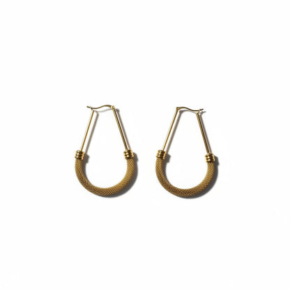 Grote Ovale Oorringen Goudkleurig RVS met Mesh Schakel (58 mm) - Aramat Jewels - Oorringen - cadeautip