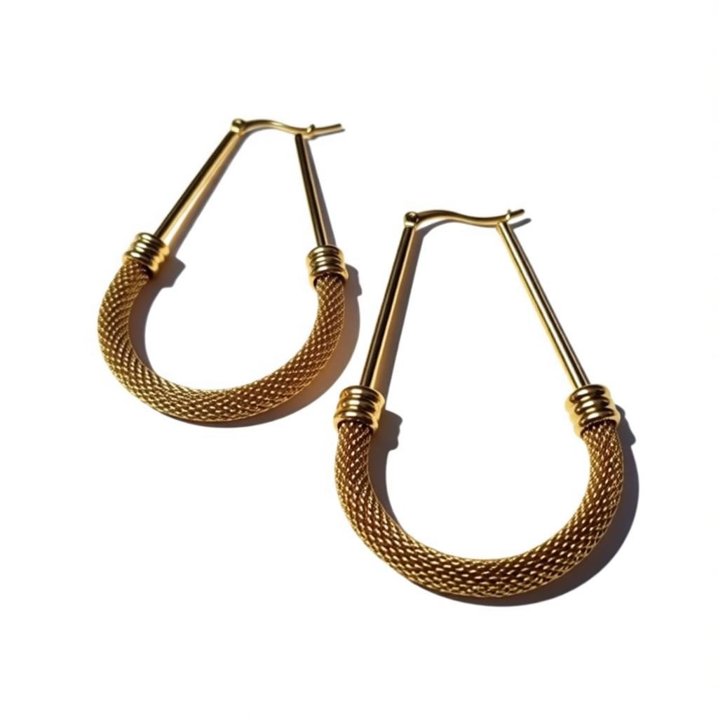 Grote Ovale Oorringen Goudkleurig RVS met Mesh Schakel (58 mm) - Aramat Jewels - Oorringen - cadeautip