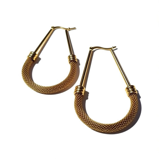 Grote Ovale Oorringen Goudkleurig RVS met Mesh Schakel (58 mm) - Aramat Jewels - Oorringen - cadeautip