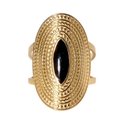 Grote Verstelbare RVS Ring Ovaal met Emaille - 28 mm - Aramat Jewels - Ringen - cadeautip