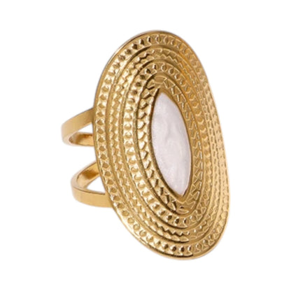 Grote Verstelbare RVS Ring Ovaal met Emaille - 28 mm - Aramat Jewels - Ringen - cadeautip