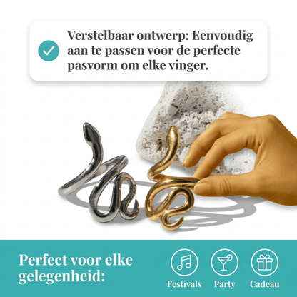 Grote Verstelbare Slangenring van RVS - 28mm Statement Ring - Aramat Jewels - Ringen - cadeautip