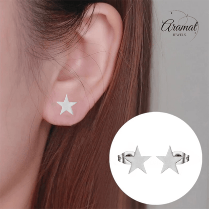 Grote zilverkleurige ster oorstekers – 10mm - Aramat Jewels - Oorbellen - cadeautip
