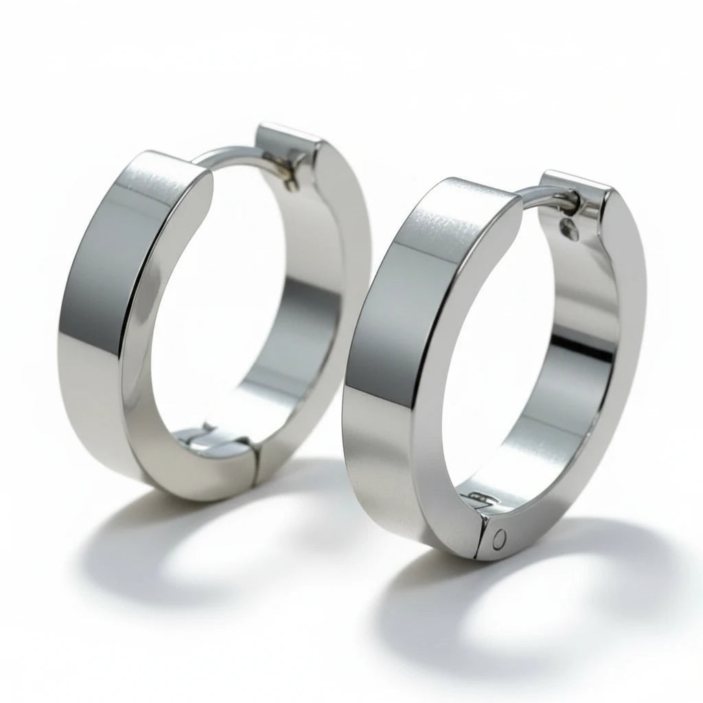 RVS Huggies Oorringen Zilverkleur 17x4mm - Dikke Hoepels Unisex