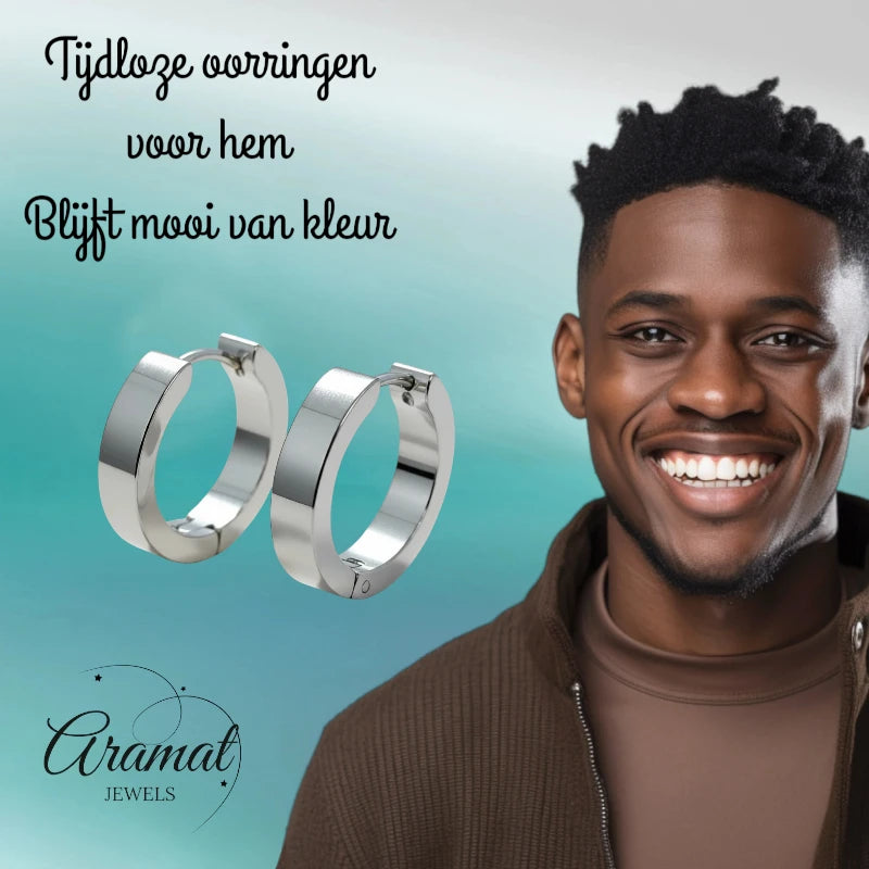 RVS Huggies Oorringen Zilverkleur 17x4mm - Dikke Hoepels Unisex