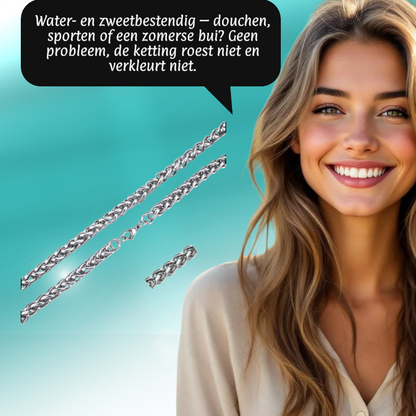 Vossenstaart Halsketting RVS 75 cm – 8 mm