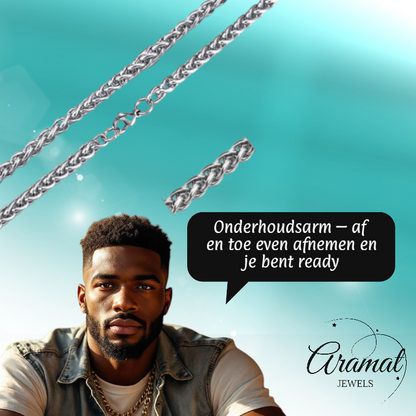 Vossenstaart Halsketting RVS 65 cm – 6 mm