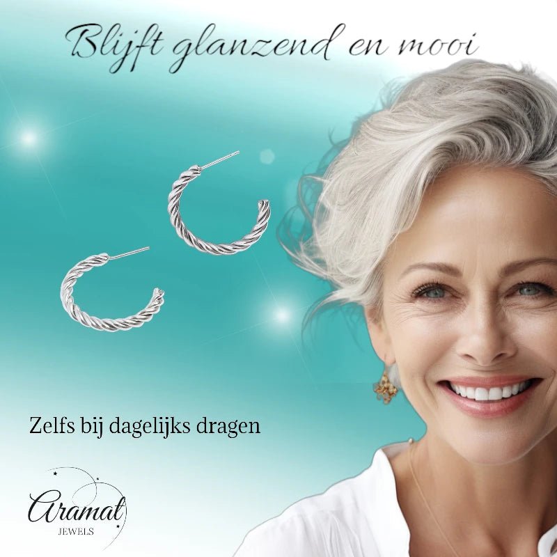 Halve Oorringen RVS Gedraaid Zilverkleurig - oor6383 - 22973 - Oorbellen kopen# - 30mm - alles - cadeau