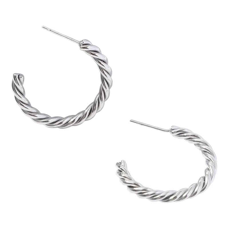 Halve Oorringen RVS Gedraaid Zilverkleurig - oor6383 - 22973 - Oorbellen kopen# - 30mm - alles - cadeau