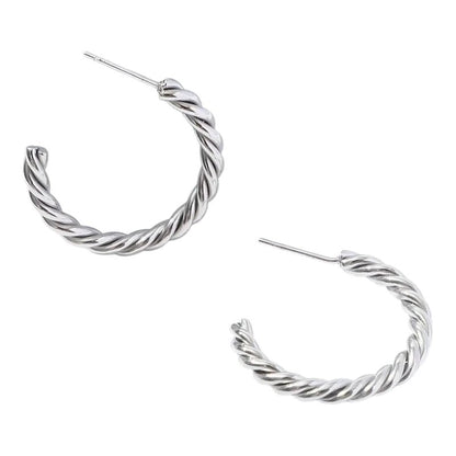 Halve Oorringen RVS Gedraaid Zilverkleurig - oor6383 - 22973 - Oorbellen kopen# - 30mm - alles - cadeau