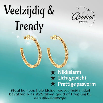 Halve Oorringen RVS Goudkleur 30mm - oor6384 - 22969 - Oorbellen kopen# - 30mm - alles - cadeau