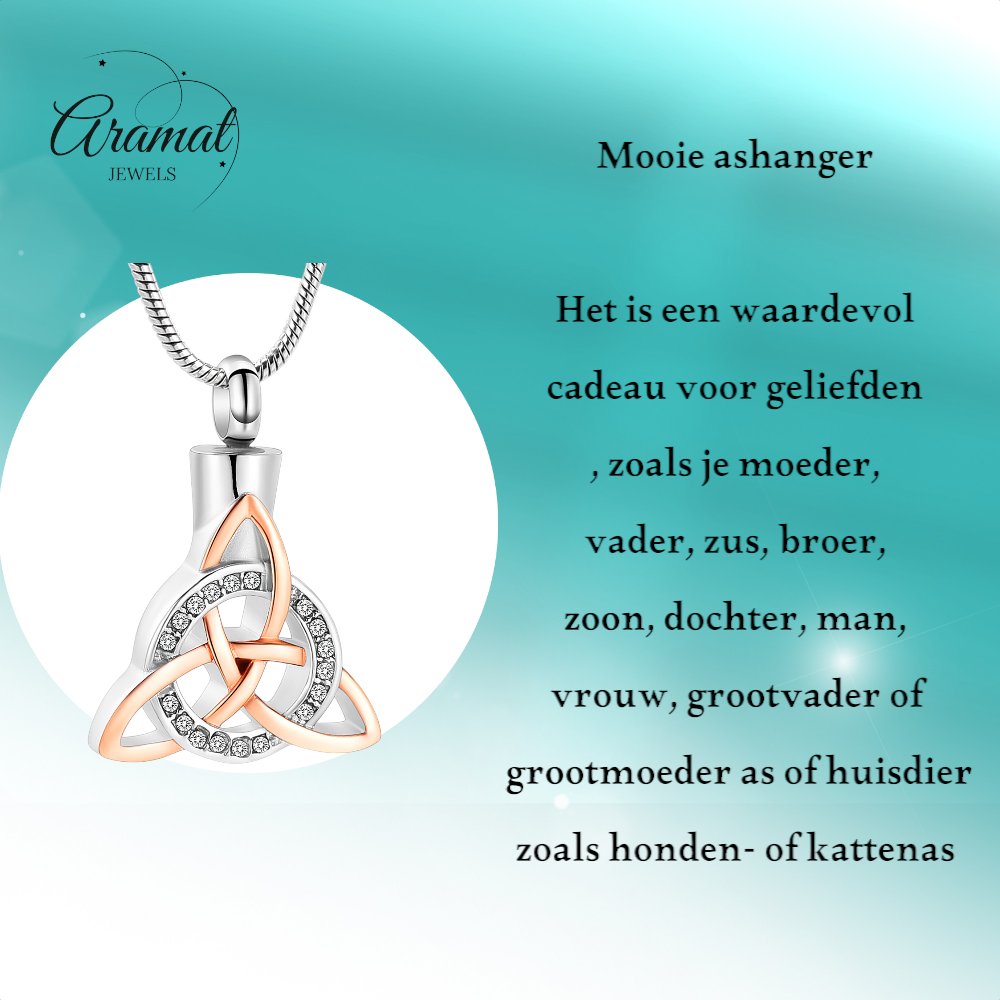 Keltische as-hanger staal triquetra met kristal