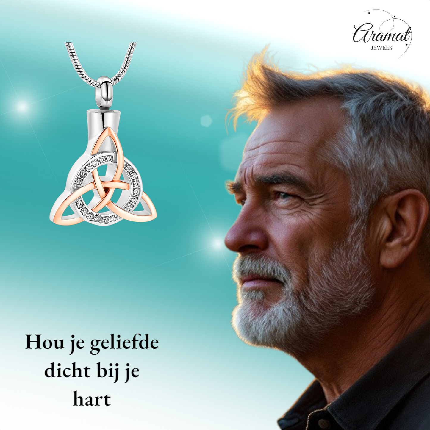 Keltische as-hanger staal triquetra met kristal