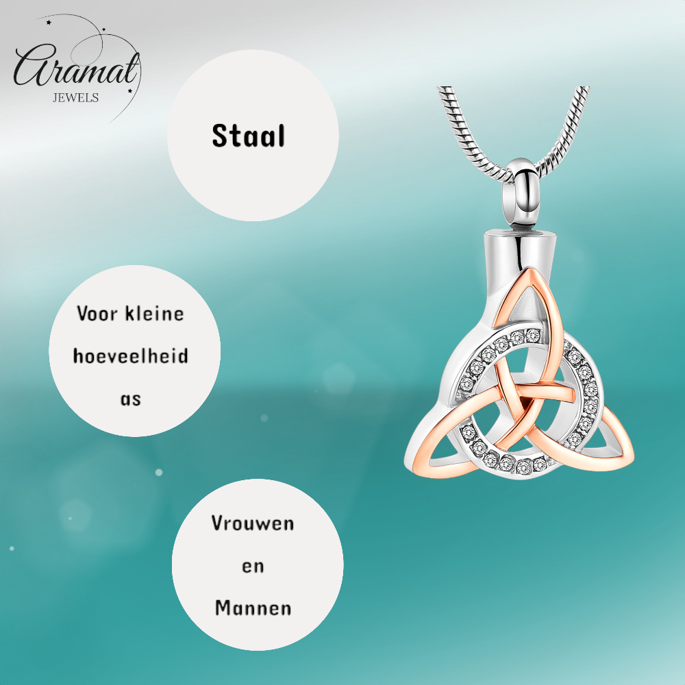 Keltische as-hanger staal triquetra met kristal