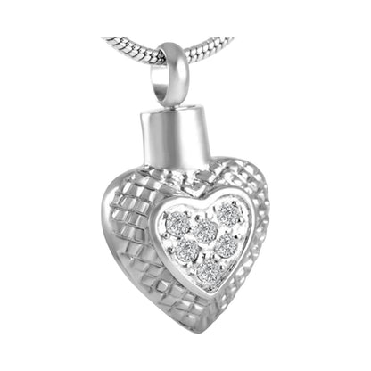 Hart ashanger met ruitjes en zirkonia – zilverkleur - Aramat Jewels - Gedenkhangers - cadeautip