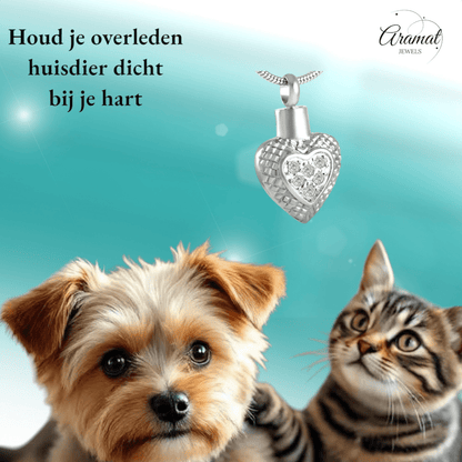 Hart ashanger met ruitjes en zirkonia – zilverkleur - Aramat Jewels - Gedenkhangers - cadeautip