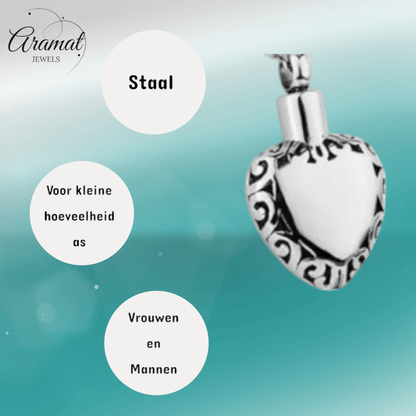 Hart ashanger met sierlijke rand – zilverkleurig - Aramat Jewels - Gedenkhangers - cadeautip