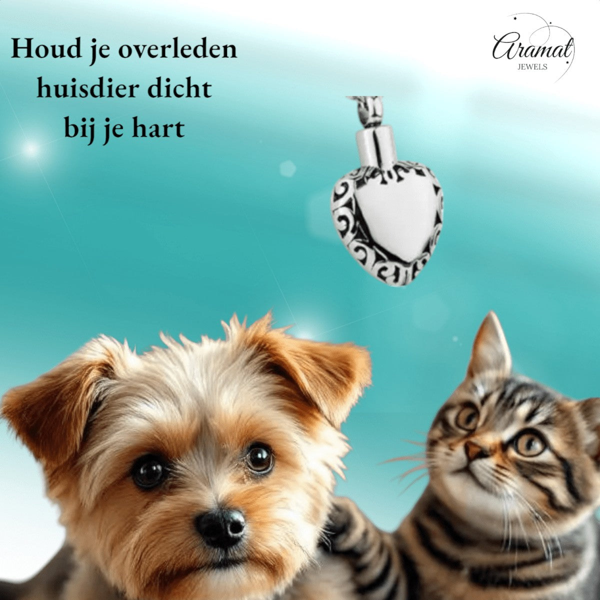 Hart ashanger met sierlijke rand – zilverkleurig - Aramat Jewels - Gedenkhangers - cadeautip
