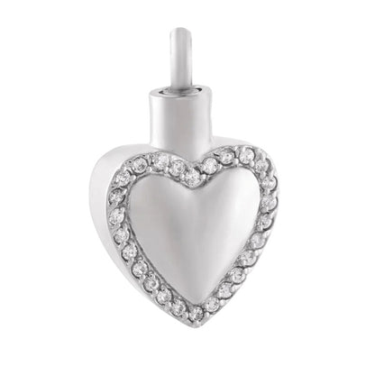 Hart ashanger met zirkonia – zilverkleurig staal - Aramat Jewels - Gedenkhangers - cadeautip