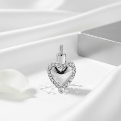 Hart ashanger met zirkonia – zilverkleurig staal - Aramat Jewels - Gedenkhangers - cadeautip