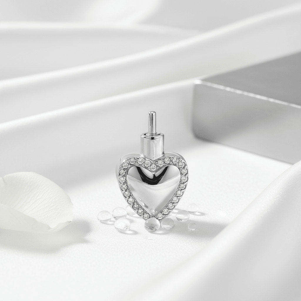 Hart ashanger met zirkonia – zilverkleurig staal - Aramat Jewels - Gedenkhangers - cadeautip