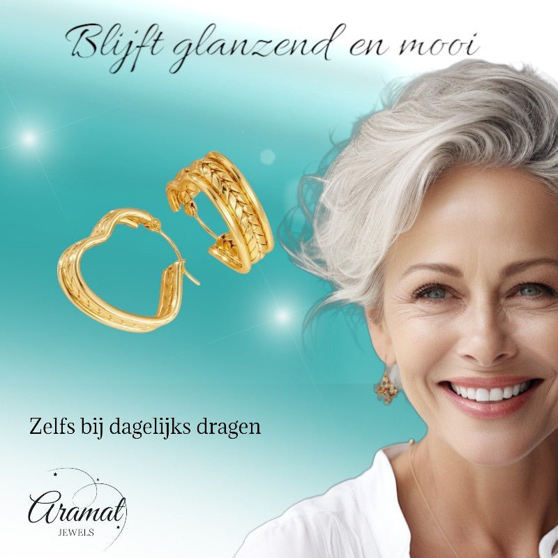 Hartjes Oorringen RVS Goudkleurig – 25x22mm – Schakelmotief - oor6308 - 657116 - Oorringen kopen# - 25mm - alles - cadeau