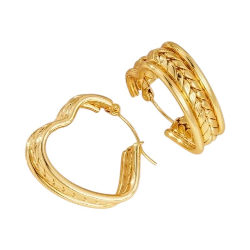 Hartjes Oorringen RVS Goudkleurig – 25x22mm – Schakelmotief - oor6308 - 657116 - Oorringen kopen# - 25mm - alles - cadeau