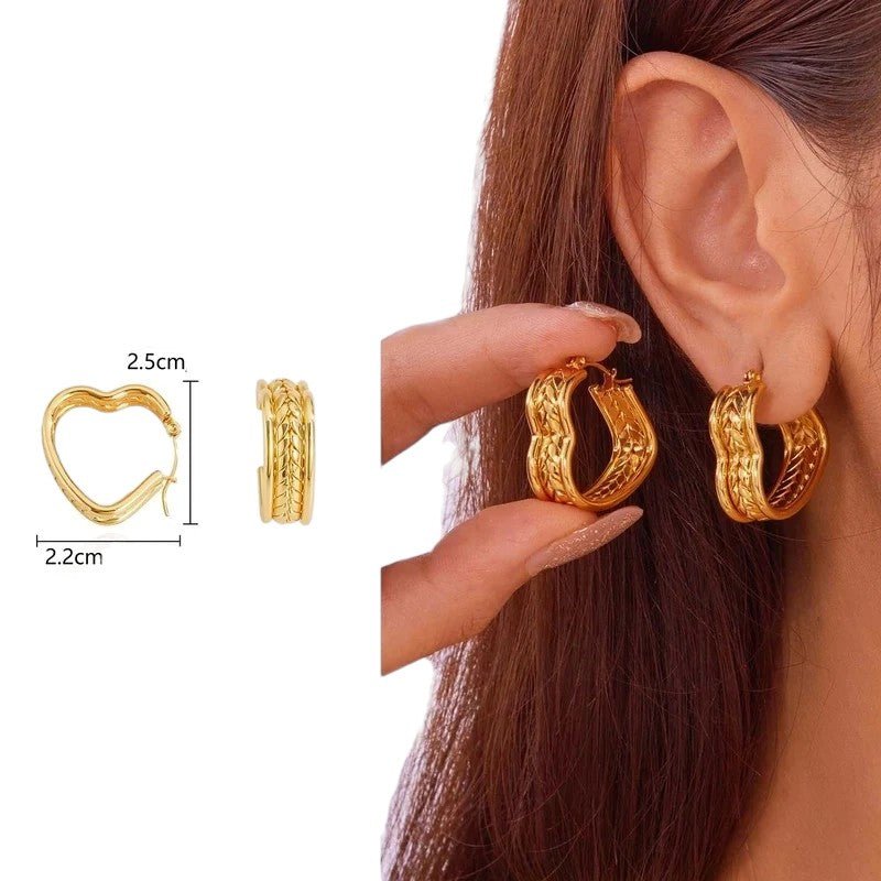 Hartjes Oorringen RVS Goudkleurig – 25x22mm – Schakelmotief - oor6308 - 657116 - Oorringen kopen# - 25mm - alles - cadeau