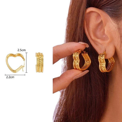 Hartjes Oorringen RVS Goudkleurig – 25x22mm – Schakelmotief - oor6308 - 657116 - Oorringen kopen# - 25mm - alles - cadeau