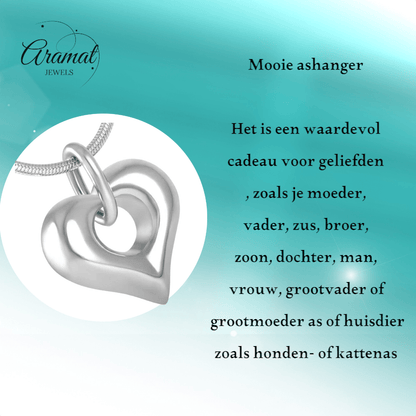 Hartvormig as sieraad met open detail – staal - Aramat Jewels - Gedenkhangers - cadeautip