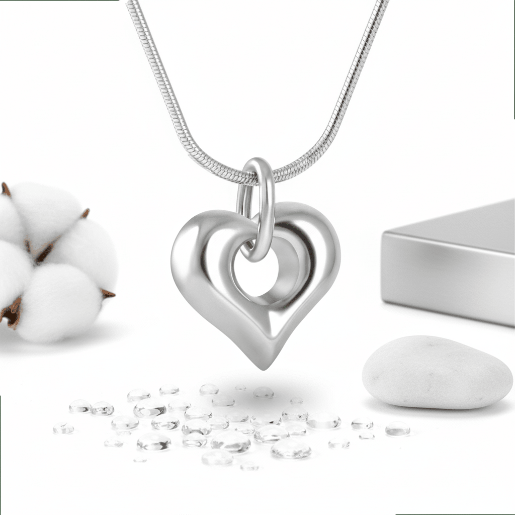 Hartvormig as sieraad met open detail – staal - Aramat Jewels - Gedenkhangers - cadeautip