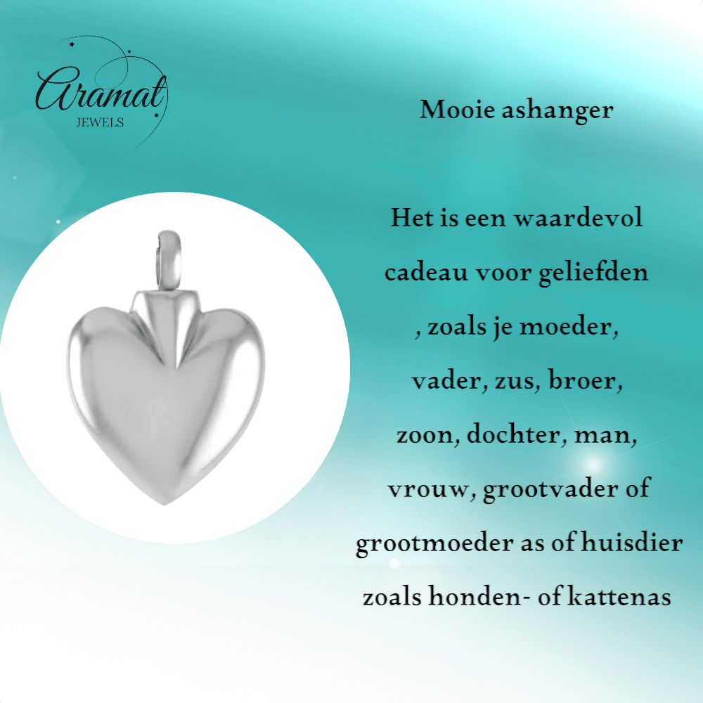Hartvormig as sieraad van staal – gedenksieraad - Aramat Jewels - Gedenkhangers - cadeautip