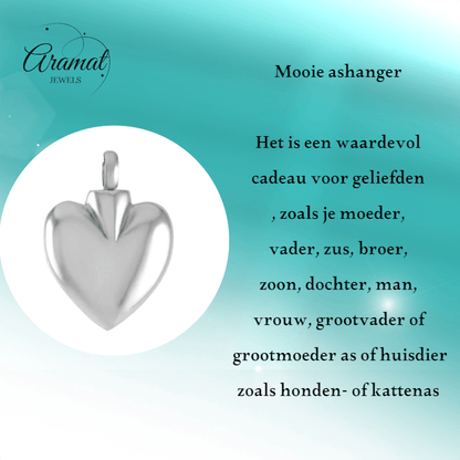 Hartvormig as sieraad van staal – gedenksieraad - Aramat Jewels - Gedenkhangers - cadeautip