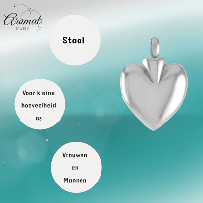Hartvormig as sieraad van staal – gedenksieraad - Aramat Jewels - Gedenkhangers - cadeautip