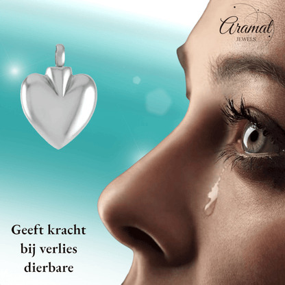 Hartvormig as sieraad van staal – gedenksieraad - Aramat Jewels - Gedenkhangers - cadeautip