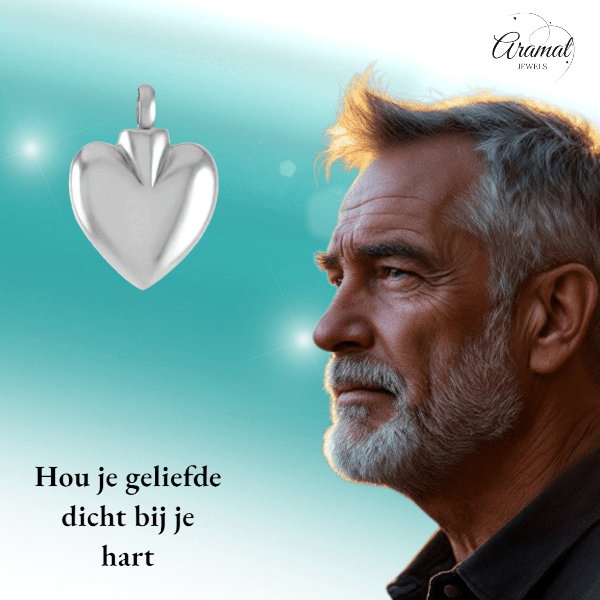 Hartvormig as sieraad van staal – gedenksieraad - Aramat Jewels - Gedenkhangers - cadeautip