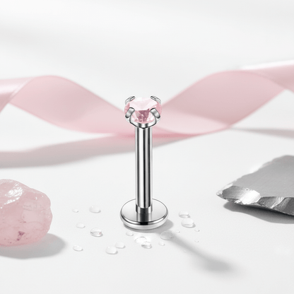 Helix Piercing Zilverkleur Roze Zirkonia 6mm 3mm 1.2mm - Aramat Jewels - Piercings - cadeautip