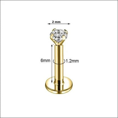 Helix Tragus Piercing Goudkleur Zirkonia 6mm 1.2mm - Aramat Jewels - Piercings - cadeautip