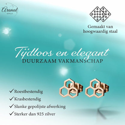 Honingraat oorbellen rosékleur – 8 mm - oor4244 - Oorbellen kopen# - 8mm - alles - cadeau