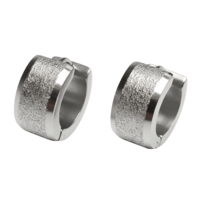 Huggies – RVS Sandblasted Zilverkleur (13mm) - Aramat Jewels - Oorringen - cadeautip